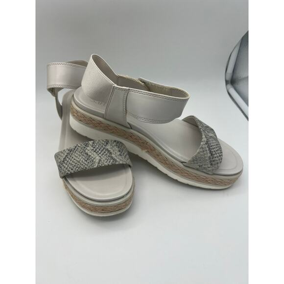Franco Sarto Tinaka White & Gray Snakeskin Espadrille Sandals Shoes Size 9.5M - Picture 1 of 11